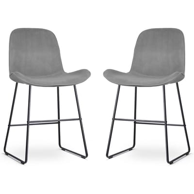 Nolon Nino-Fé Barkrukken Set van 2 Velvet Grijs - Zwart Onderstel - 65 cm - Kookeiland - met Rugleuning - Fluwelen
