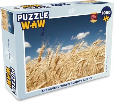 Puzzel Tarweveld tegen blauwe lucht - Legpuzzel - Puzzel 1000 stukjes volwassenen