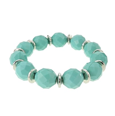 Behave - Elastische armband met turquoise kralen - zomerse look - 16,5 cm