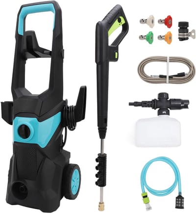 BRENZOOS- Hogedrukreiniger 4000 psi - Schuimkanon - 4 Sproeiers - Slang 32,8 meter - Voor Auto/Terras - Elektrisch 220 V - Drukreiniger