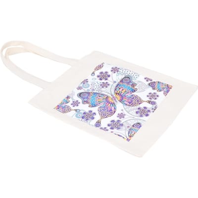 DIY Diamant Schilderen Boodschappentas Strass Schilderen Tote Bag met Handvatten Gereedschap SetBB016 white