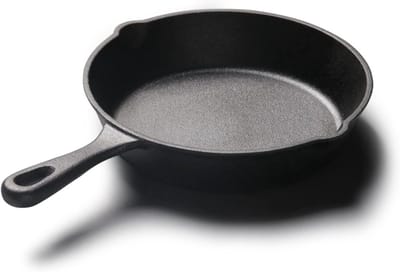 Gietijzeren Koekenpan - Antiaanbak Braadpan - Ontbijt Bereiden - Perfecte Warmteverdeling - 20cm Diameter - Zwart