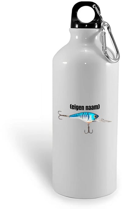 Hacebo® - visser haak met aas met eigen naam waterfles - Vissen - liefhebber van vissen - iemand die houdt van vissen - verjaardag - cadeau - kado - geschenk - water fles - 400ML