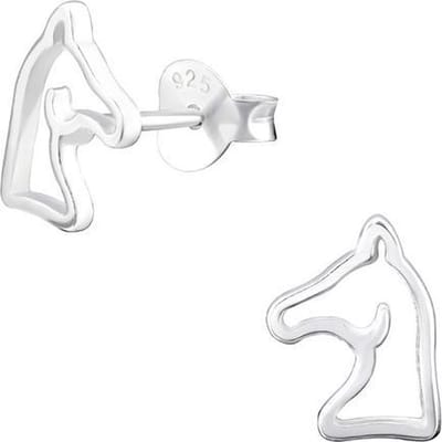 Princess Oorbellen Horse 2 - 925 Zilver E-Coating - Paard - 6x9mm