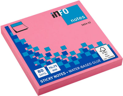 Info sticky notes - Brilliant - 80 vel - 75x75mm - roze - IN-5654-32