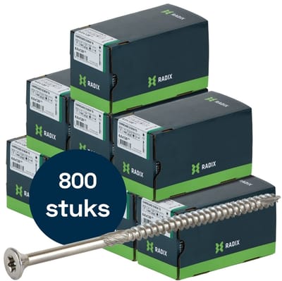 Radix Torx 30 Spaanplaatschroef - Platkop + Snijpunt - 6,0 x 120mm/70 - RVS - Deeldraad (800 stuks) VOLLE DOOS!