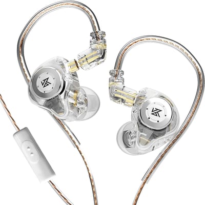 KZ EDX Pro – écouteurs intra-auriculaires avec moniteur de scène, double unité dynamique magnétique, oreillettes anti-choc et basses With Mic blanc
