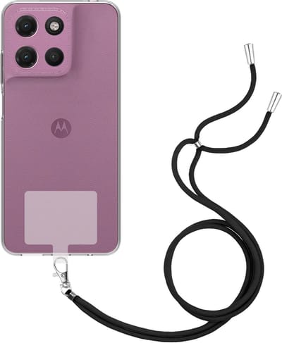 Just in Case hoesje met koord geschikt voor Motorola Moto G17 / G17 Power Hoesje met Koord - Flexibele Case - Transparant