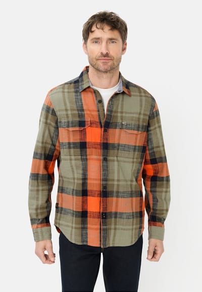 camel active Lange mouw overhemd van zuiver katoen - Maat menswear-L - Oranje