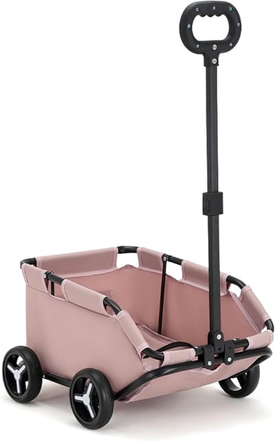 Wandelwagen met 4 wielen, opvouwbare hondenwagen, wandelwagen voor reizen, winkelen, wandelen en spelen voor kleine honden en katten (roze)