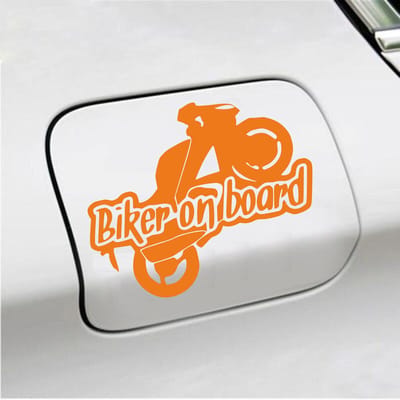 Bumpersticker - Biker On Board - 11,9 X 14,8 - Oranje
