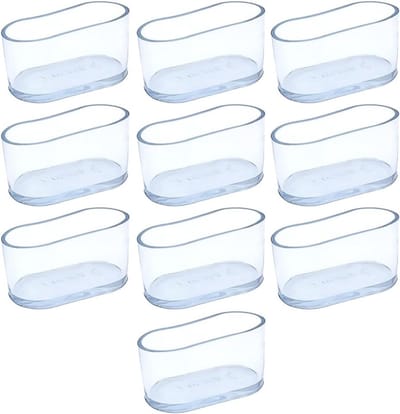 Set van 10 Transparante Rubber Ovalen Stoelpootbeschermers, Antikras Kappen voor Meubels, Vloerbescherming voor Tafel en Stoelen (16x34mm)