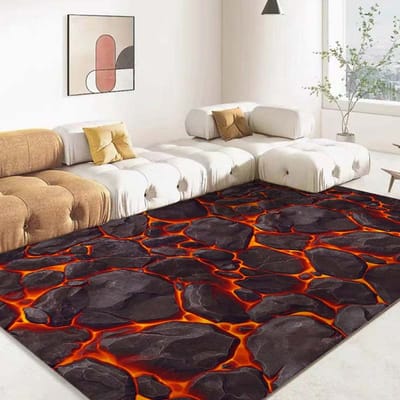 3D Vulkaan Lava Magma Vloerkleed Groot Rood Tapijt voor Woonkamer Slaapkamer Bank Huisdecoratie Kinderen Spelen Antislip Vloermat 60*90cm