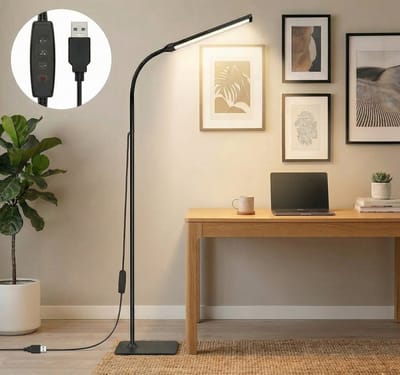 MUPOO Dimbare LED Vloerlamp Zwart - Flexibele Staande Lamp & Leeslamp met Hoogte Verstelbaar -Voor Woonkamer, Make-up & Hoek