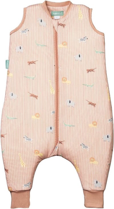 Babyslaapzak met voeten - Trappelzak met benen - Warm en veilig slapen - Licht gevoerd 1 tog - 90 cm