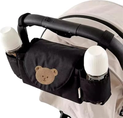 Universele Kinderwagen Organizer - Compacte Tas Buggy - Beertje - Zwart - Box Tas - Box organizer