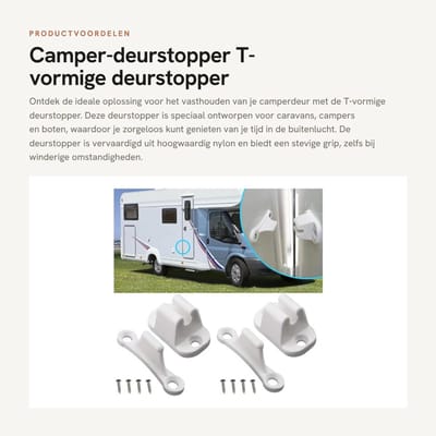 Dailygoods- Deurstopper T-vormig - Deurstopper voor campers - Deurstopper voor caravans - Nylon - 2 stuks - Universele toepassing - Deurhouder
