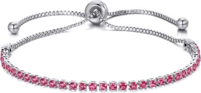Montebello Armband Caia Pink - Messing Verzilverd - Aanpasbaar