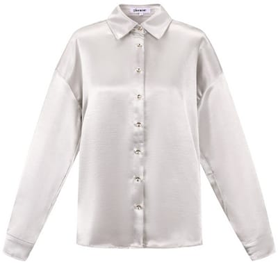 Silk Look Elegant Blouse – Blouse met Zijdezachte Uitstraling – Stijlvolle Top voor elke Gelegenheid - Wit - Maat S