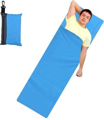 Slaapzakvoering - Reislaken - Comfortabel slapen - Met kussenvak - 210 x 70 cm - Blauw