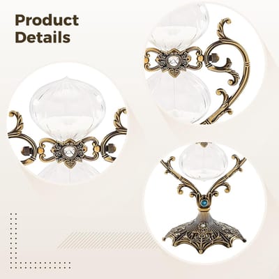 Zandloper 60 minuten - Zandtimer Hartvorm - Decoratief Tijdmeting - Vintage Bronzen Frame - 27 x 16.5 cm - Antiek Brons