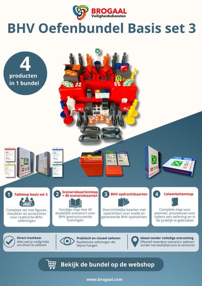BHV Oefenbundel Basis set 3 - Pakket voor BHV training - Met tabletop set 3, scenariokaarten, opdrachtkaarten en calamiteitenmap