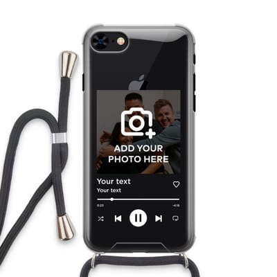 Gepersonaliseerd - Case Company® - Hoesje met koord geschikt voor iPhone 7 hoesje met Koord - Music Player - Telefoonhoesje met Zwart Koord - Extra Bescherming aan alle Kanten en Over de Schermrand