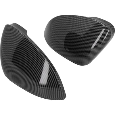 2 STUKS Zijspiegelkap Links Rechts Koolstofvezel Look Vervanging voor MK8 Standaard 2021+(Met Rijbaanassistent ) black