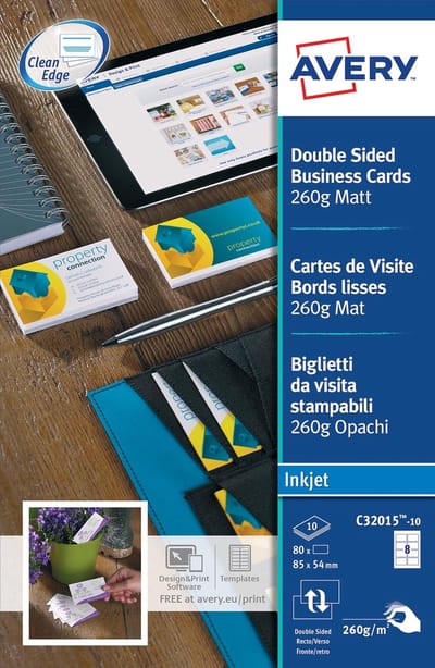 AVERY visitekaarten voor inkjet Quick&Clean  mat 80 kaartjes 260 g/m��