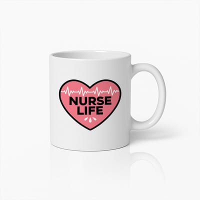 Nurse Life Mok 330ml – Schattige Hartslag Koffiebeker voor Verpleegkundigen – Perfect Bedankcadeau voor Zorghelden