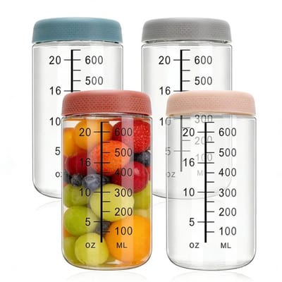 Dailygoods- Meal Prep-Potten 750 ml - Borosilicaatglas - Inmaakpotten met Schroefdeksel - Luchtdichte - Stapelbare - Brede Opening - Voorradpotten