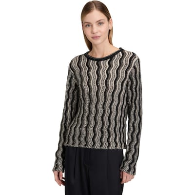 Tricot pullover met golfpatroon - beige / zwart - Gr. 40 van Goldner Fashion
