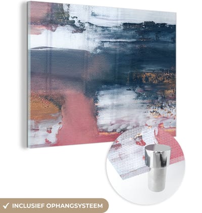 MuchoWow® Glasschilderij 120x90 cm - Schilderij acrylglas - Abstract - Verf - Design - Foto op glas - Schilderijen