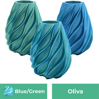 Oliva organische vaas – Decoratieve vaas - Blauw / Groen - 3d geprinte vaas – geschikt voor droogbloemen - 20CM