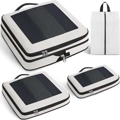 Famanu – Compressie Verpakking Cubes - Opgewaardeerd Mesh Venster - Zichtbaar en Draagbaar - Uitbreidbare Travel Bagage Organizers