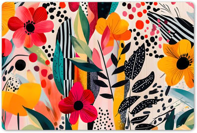 Placemats 45x30 cm - Placemat kunststof - 1 stuk - Bloemen - Bladeren - Abstract - Kleurrijk - Borden onderleggers - Decoratie voor op tafel - Keuken tafeldecoratie accessoires - Vinyl onderlegger - Tafelversiering