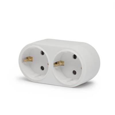 2-Voudige Wandstekkerdoos Met Randaarde – Wandverdeler Met 2 Stopcontacten – Geaard En Kinderveilig – Compacte Witte Stekkeradapter Voor Thuis En Kantoor – 16A, 250V [05683]