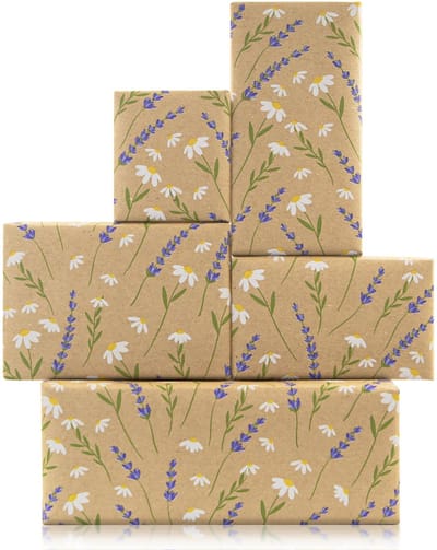 Madeliefje Bloemen Kraftpapier Roll, 17"x9,24 m Bloemen Bloem Geschenkpapier Verjaardagscadeau Wrap Bruin Kraftpapier voor Huidige Lente Bruiloft Moederdag Verjaardagsfeest