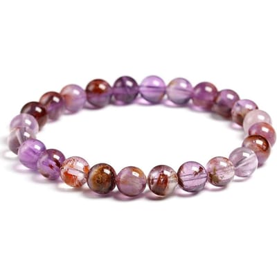 Echte natuurlijke Auraliet 23 armbanden natuursteen stretch amethist ronde kraal edelsteen armband vrouwen mannen fijne sieraden cadeau 24cm 9.5inch gray