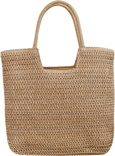 Grote geweven strandtas voor vrouwen - Bohemian casual tas met rits voor zomer, vakantie en winkelen