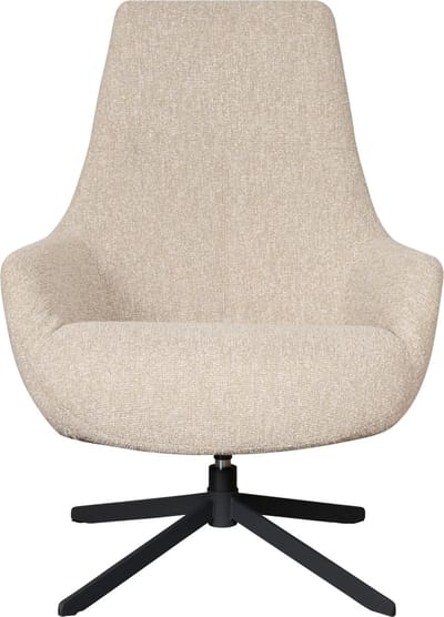Draaifauteuil Solva - Textiel / Metaal - Beige Gemêleerd / Zwart - 74x100x82 cm (BxHxD)