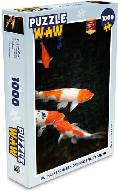 Puzzel Koi karpers in een ondiepe zwarte vijver - Legpuzzel - Puzzel 1000 stukjes volwassenen
