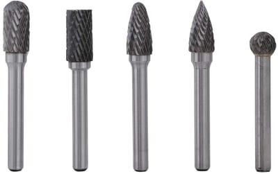 5-delige set dubbelkorrelige carbide draaiende vijlen met 10mm kop en 6mm handvat, slijpgereedschap voor metaalbewerking en houtbewerking