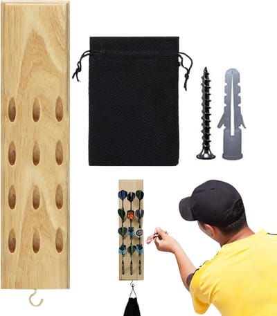 Dart Wandhouder - Dart Rek - Darts Organiseren - Veilige Compartimenten - 40 cm - Houtkleur