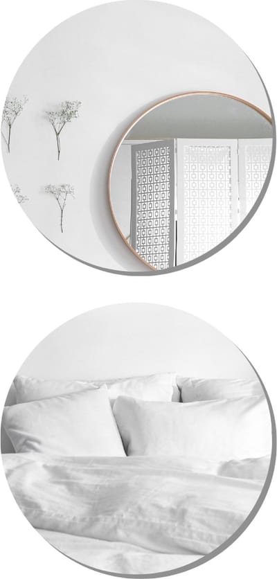 MISOU Plakspiegel - 2 stuks - 40x40cm - Deurspiegel - Zelfklevende spiegel - Hangend - Wandspiegel - Rond - Wanddecoratie - Miroir Mural - FLORA