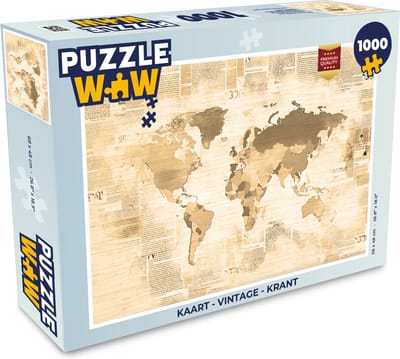 Puzzel Kaart - Vintage - Krant - Legpuzzel - Puzzel 1000 stukjes volwassenen