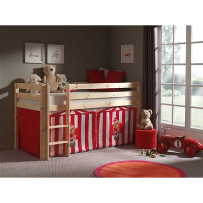 LUCEVI - Pino Halfhoogslaper + Ladder + Clown Gordijntjes - Bruin - 90x200 cm
