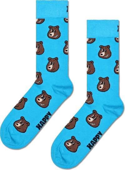 Happy Socks Bear Sock - unisex sokken - turquoise - Unisex - Maat: 36 - 40
