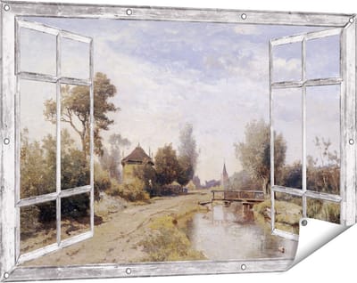 Gards Tuinposter Doorkijk Landschap bij Kortenhoef - Paul Joseph Constantin Gabriël - 120x80 cm - Tuindoek - Tuindecoratie - Wanddecoratie buiten - Tuinschilderij