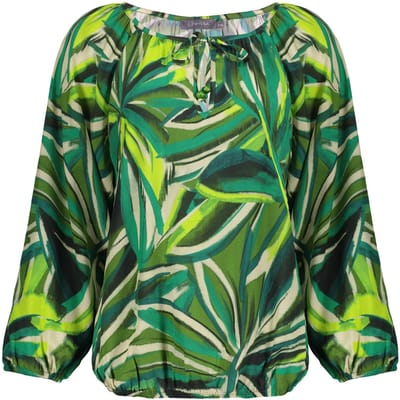 Geisha Top Ecru/green Size: XS | Long-Sleeved Tops Outlet | Dames | Groen